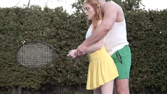 Tennis was hard for tiny redhead teen