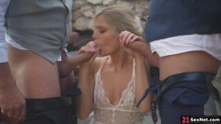 Bride dp threesome with groom and bff