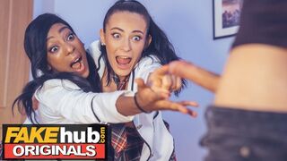 Fakehub Originals - Lucky Guy Gets his Dick Sucked by two Hot College Girls