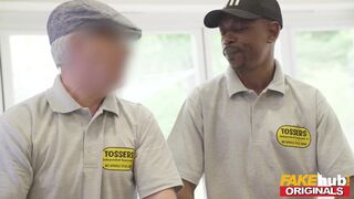 FAKE REMOVALS Fun with the Tossers Gang as MILF and Teen get Fucked