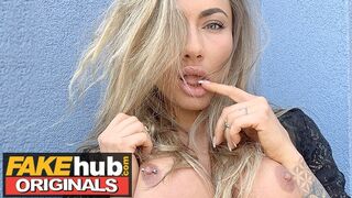 Fakehub Originals - Stunning Blonde Michaela Isizzu Masturbates on her Balcony