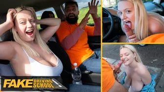 Fake Driving School - Big natural tits blonde hardcore sex and facial after near miss with