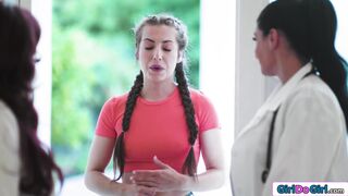 Big tits milf lesbian doctors help coed