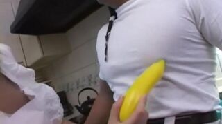 Doggystyled asian MILF takes muscular cock