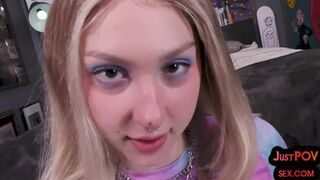 POV bosomy amateur pierced babe pussyfucked after sucking