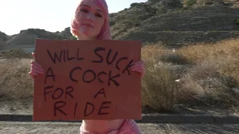 Oh my, this trans hitchiker sucks dick for a ride