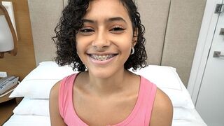 Exploited Teens - 18 Year Old Puerto Rican with braces makes her first porn