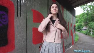 - very cute college Teen art student with natural tits studies a big dick outdoors