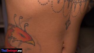 Curvy and tattooed teen sucking dick