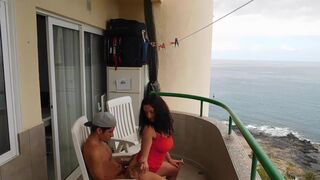 Horny Couple Real Sex In Vacances Beach Balcony