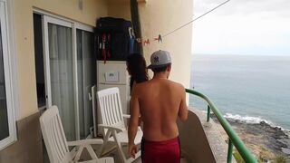 Horny Couple Real Sex In Vacances Beach Balcony