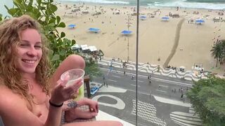 Hot Blonde Amateur Anal Creampie On Balcony Beach