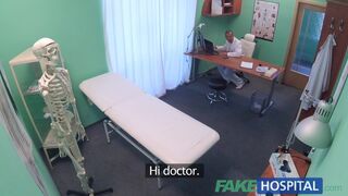 Petite Euro Patient Orgasms Pussy Juice over Doctors Desk