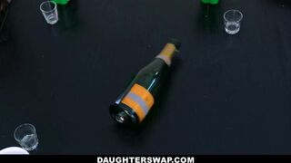Sluts Cielo West and Kourtney Rae dare each other on Spin the Bottle to Fuck their Stepdads
