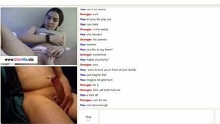 Teen brunette masturbating with stranger