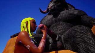 [Gameplay] yellow hair jerked off horsecock to a huge furry monster