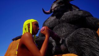 [Gameplay] yellow hair jerked off horsecock to a huge furry monster