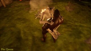 [Gameplay] White she-wolf moans again from hunter's big black cock Wild Life