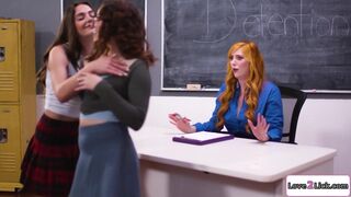 2 students spank and fuck curvy teacher