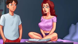 [Gameplay] Summertime Saga - Redhead college girl with huge tits gets fucked while...