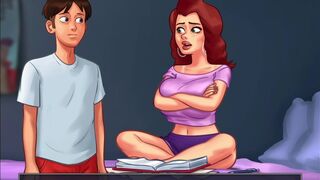 [Gameplay] Summertime Saga - Redhead college girl with huge tits gets fucked while...
