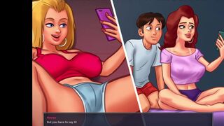 [Gameplay] Summertime Saga - Redhead college girl with huge tits gets fucked while...