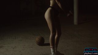 Hot big ass blonde playing basketball