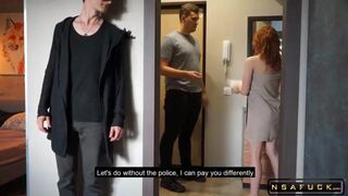 Redhead Slut Pays with her Body for Pizz
