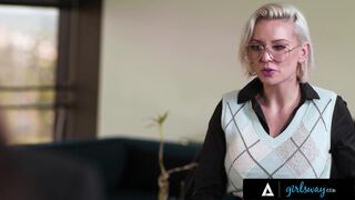 GIRLSWAY - Stacked Dominant Boss Kenzie Taylor Makes Her Two Bad Gossiping Employees Eat Her Pussy