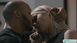 Busty blonde transsexual interracial sex
