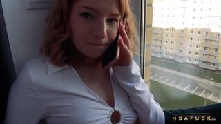 Talking to her Husband Fucking her Stepbrother