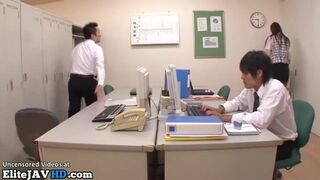 Japanese horny secretary pantyhose footjob