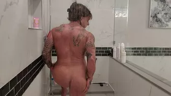 Unisex Shower - Busty coed takes a shower with two naked guys - Pichunter