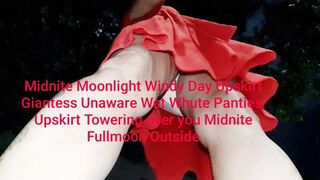 The lady in Red Midnite Moonlight Windy Day Upskirt Giantess Unaware Wet Whute Panties Upskirt Towering over you Midnite Fullmoon Outside