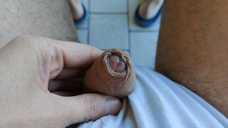 This flaccid cock out of my panties can become giant!