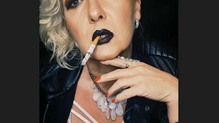 Clips 4 Sale - Naughty smoking MILF smokes sloppy her Camel 100 and has lots of spit for you*black lips*leatherjacket*corkcigarette*Vinyl High boots*dominant smoke*