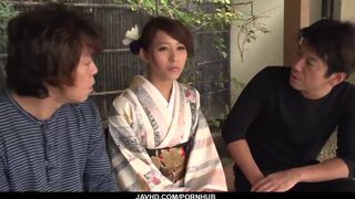 Aoi Mizuno Deals two Cocks in Asian Threesome