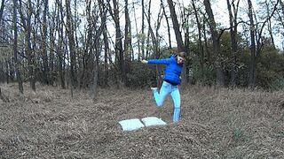 Clips 4 Sale - DESTROYING TWO PILLOWS BY STOMPING AND KICKING THEM WITH RUNNING SHOES (SNEAKERS Sn)