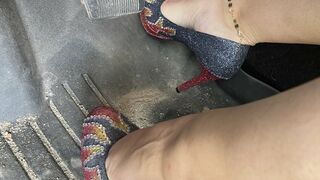 Driving and Flooring in Sexy Flame High Heels