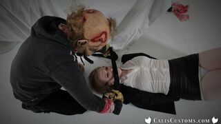 The Walking Dread: Agent Sonia Harcourt bound and gagged by a Zombie (720)