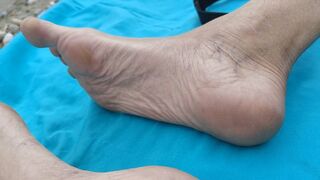Clips 4 Sale - Close-up of my heels, soles and feet on the river beach