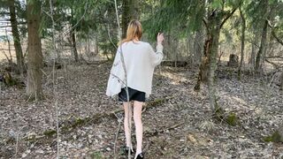 Clips 4 Sale - a thin long-legged girl got lost in the forest in a miniskirt and black patent leather shoes with high heels, she overcomes obstacles and loses her shoes