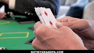 Brunette Teen Fucked by her Step Grandpa's Poker Friends