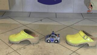 Clips 4 Sale - Small Car under hard wooden Clogs