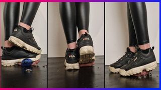 Very Painful Fila Disruptor and socks Cock Crush with full weight - Painsisters