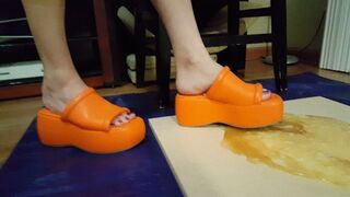 Clips 4 Sale - Lilith Doll Stuck in Sticky Orange Platform Sandals