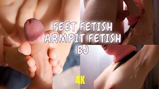 Clips 4 Sale - POV feet fetish! Footjob and cum on armpit 4K