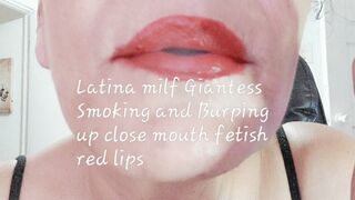 Clips 4 Sale - Latina milf Giantess Smoking and Burping up close mouth fetish red lips