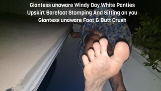 Clips 4 Sale - Giantess in a dress unaware Windy Day White Panties Upskirt Barefoot Stomping And Sitting on you Giantess unaware Foot & Butt Crush