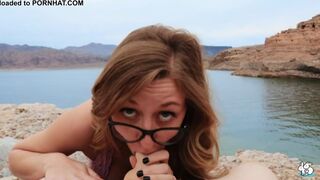Nature Chick With Glasses Gets Facial By The Lake